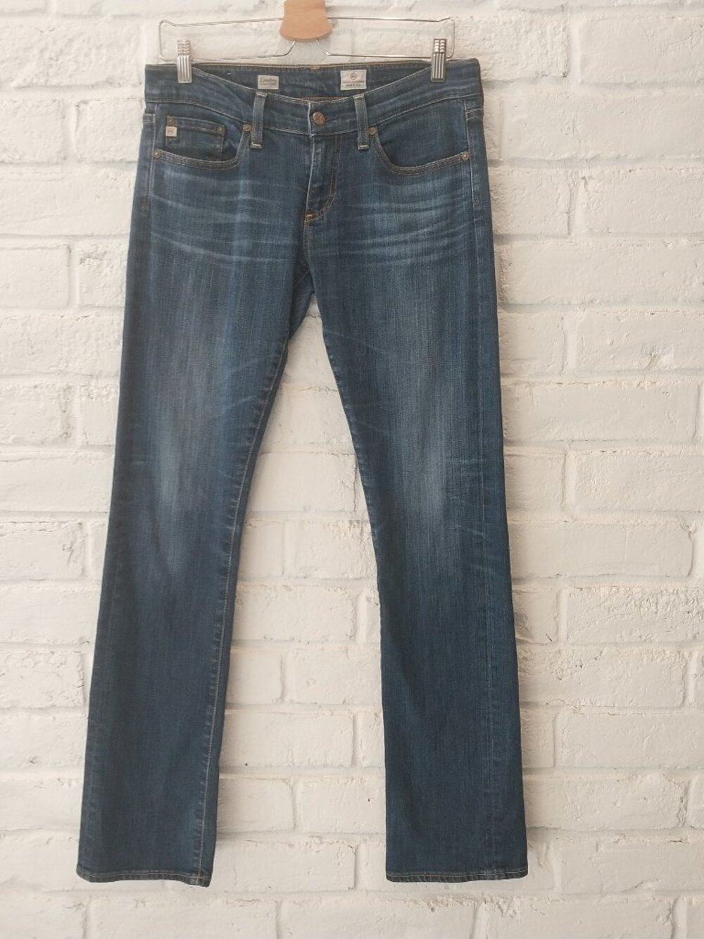 AG Adriano Goldschmied Tomboy Jeans Womens 27 R Blue Relaxed Straight Mid Rise.